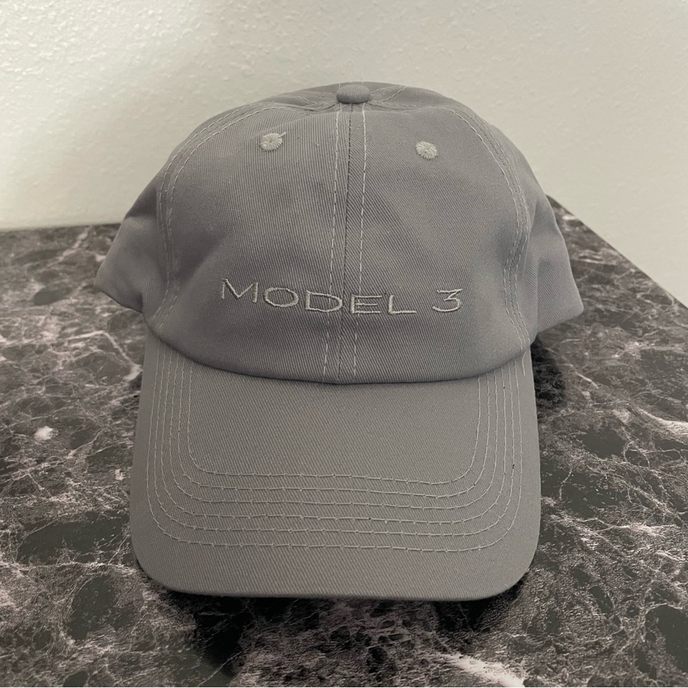 Tesla Model 3 Hat Unisex Adult Gray Adjustable Hat Tesla Cap